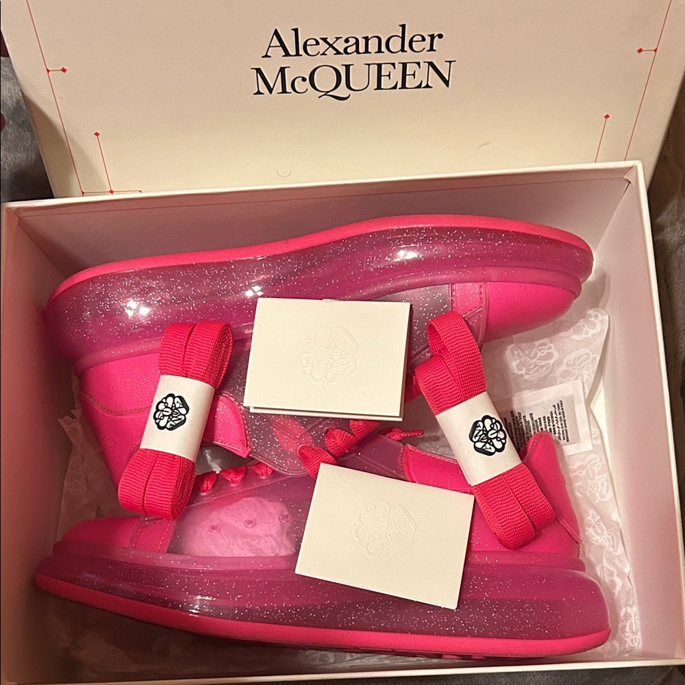 Alexander McQueen Hot Pink Glitter Platform Sneaker